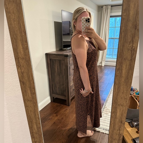 Old navy midi side split leopard print midi dress - Picture 2 of 7